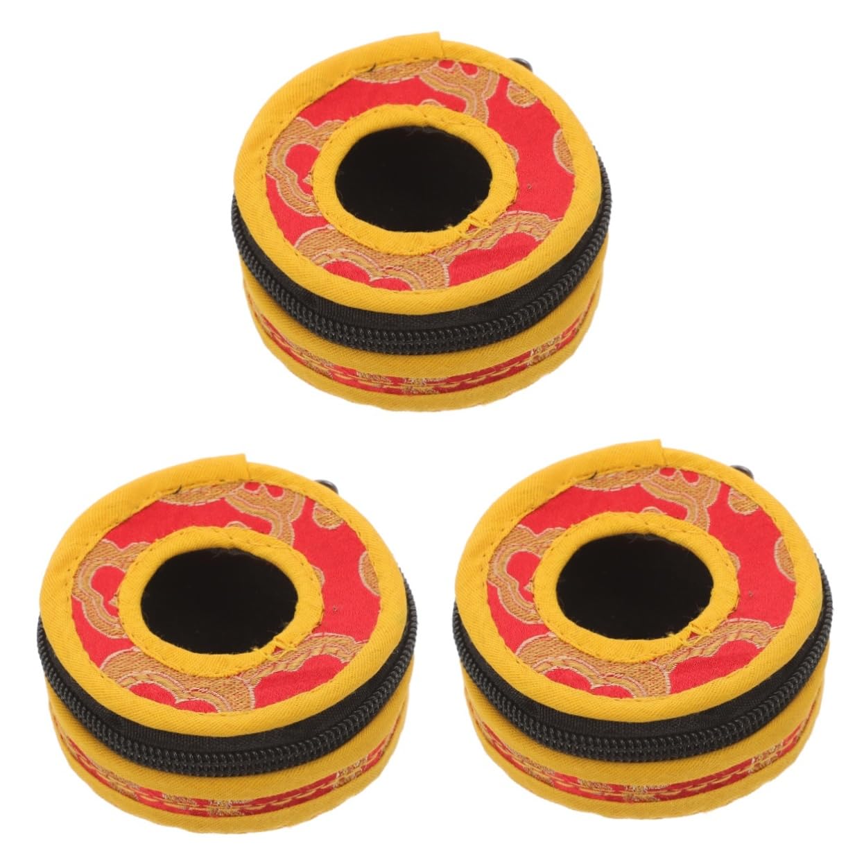 VICASKY 3pcs Finger Cymbals for Boys and Girls Handheld Bell Bag Zipper Cymbal Pouch Sturdy and Stylish Gig Bag