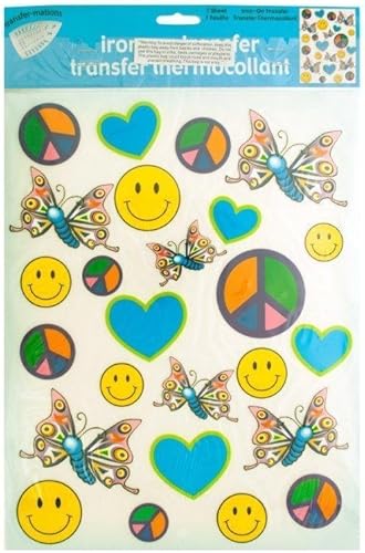 Kole Imports Transferencias termoadhesivas de paz, amor, alegría, multicolor