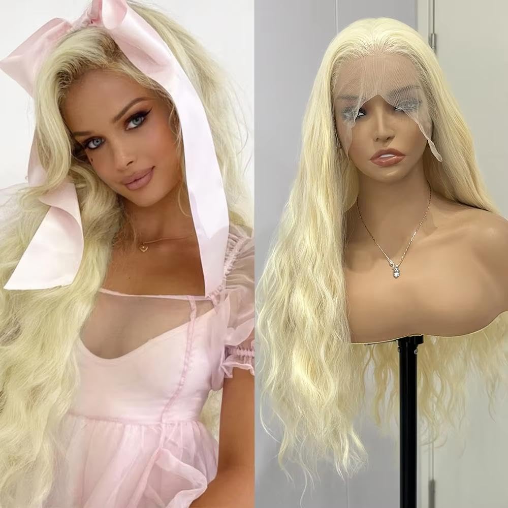 Haarpflege Blonde Natürliche Gewellte Lace-Front-Perücken Für Frauen Hellblonde Farbige Perücke