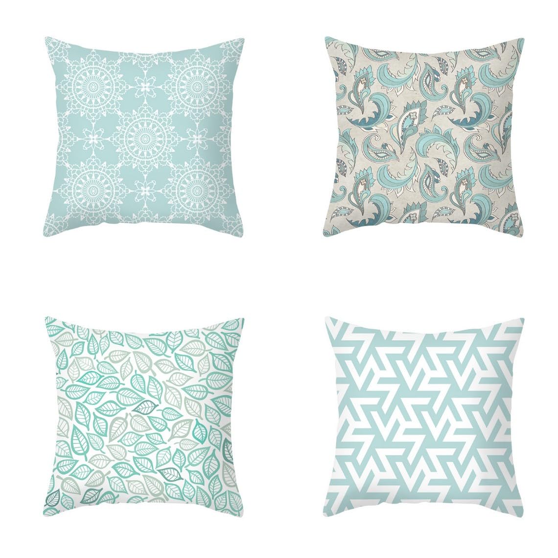 Chenlane Silk Pillow Covers Outside Cushion Backrest Geometric Art, Couch Mexican Patio Sofa With Zipper Sofa Decorative 50x50 cm, 4Pcs