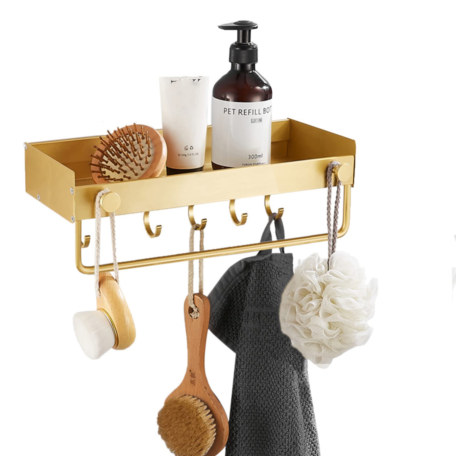 ZTIMEEBL Shower Caddie No Drilling Shampoo Holder for Wall Mounted Caddy with Hook Adhesive with Towel Rack Space