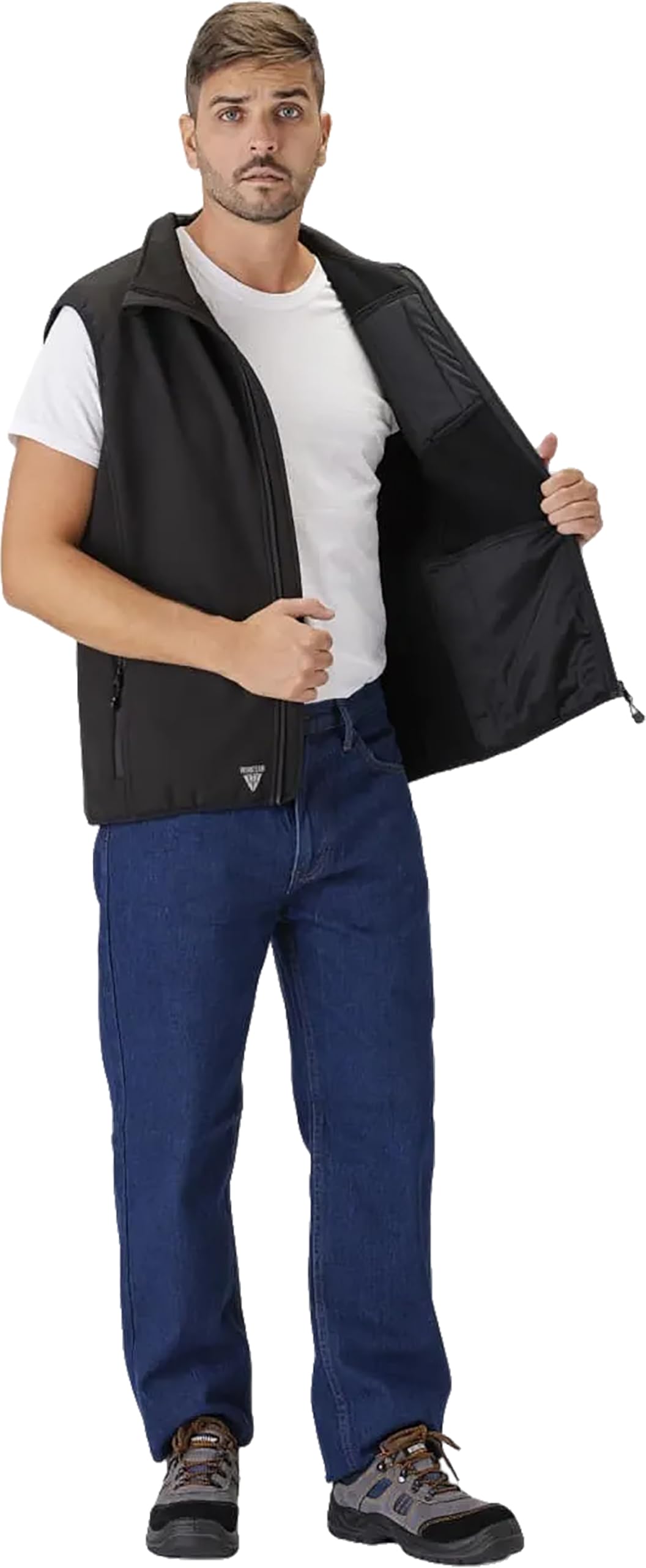 WORKTEAM Chaleco Softshell Doble Capa Cuello Alto Bolsillos Cierre Transpirable Unisex