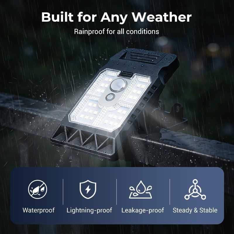 Solar Clip Light with Motion Sensor, Waterproof Clamp-On LED Lights, Portable Outdoor Lights Solar Powered, Multifunctional Clip Lamp for Shed, Fence, Chicken Coop, Home (8 Pack)