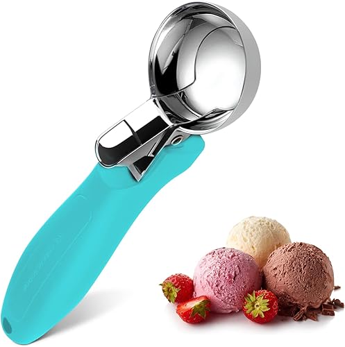 Cuchara de helado, cuchara grande para galletas con mango ergonómico de agarre suave, cuchara multifuncional resistente para hornear, para helados,