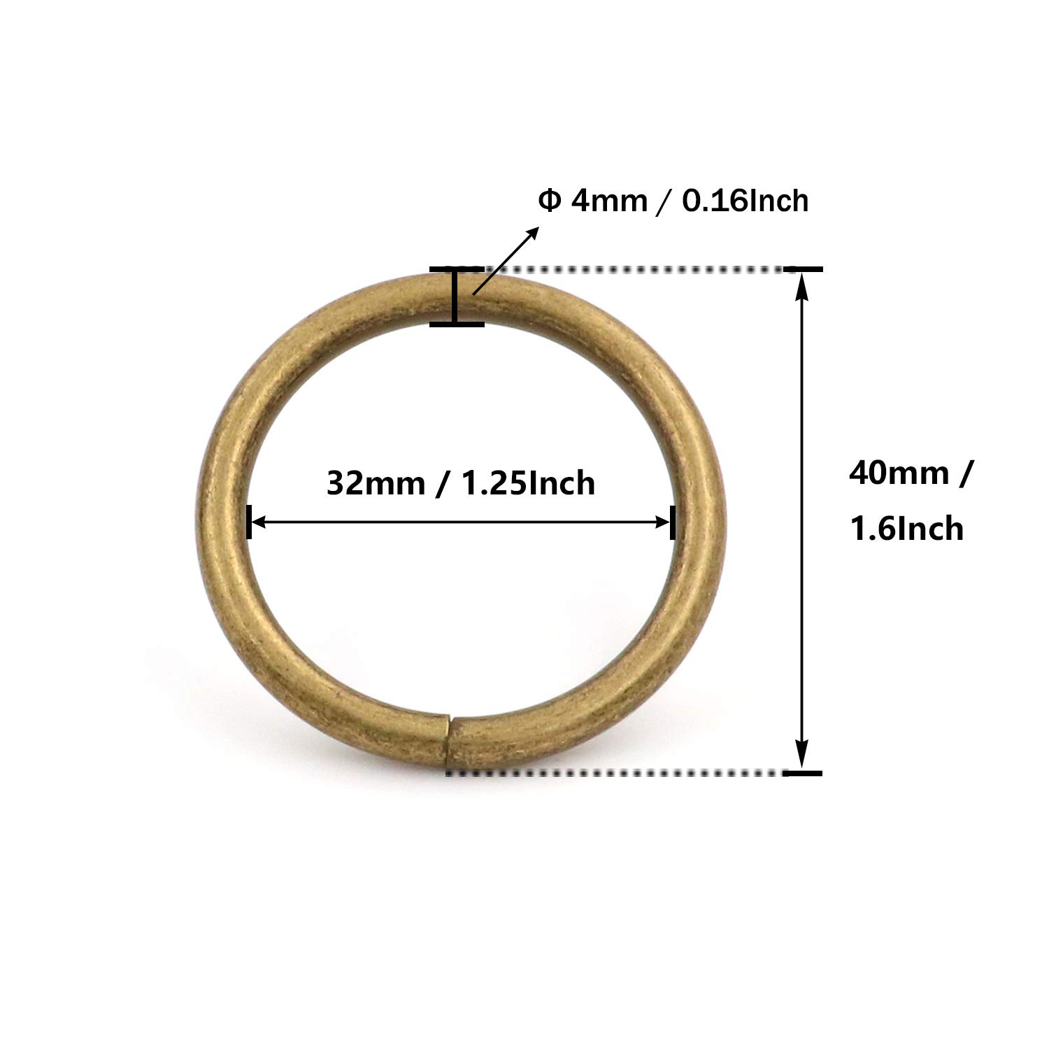 BIKICOCO 1-1/4'' Metal O-Ring Buckle Connector Round Loops Non Welded for Bags Webbing Purse and Belt Straps Bronze, Pack of 20 - Image 2