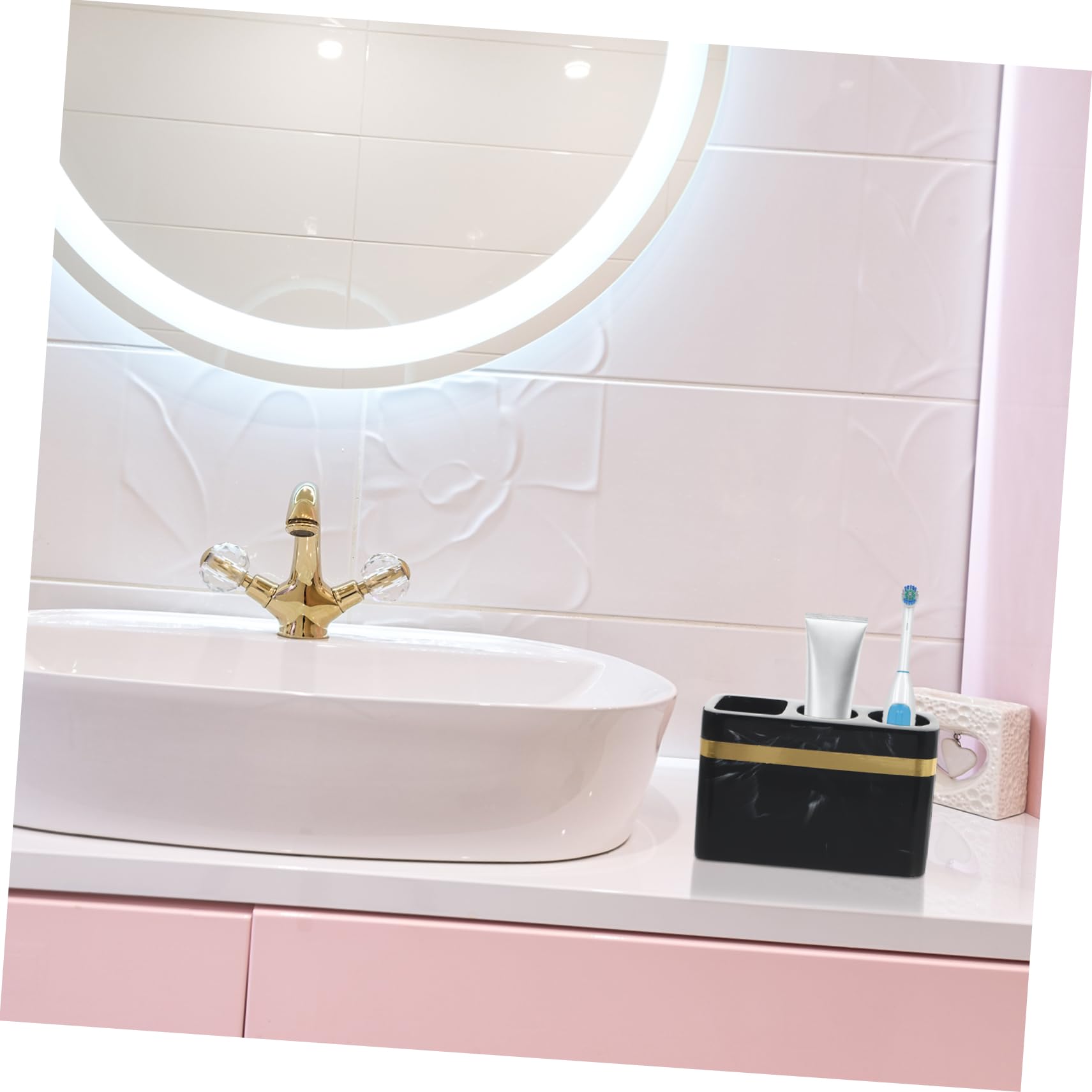 Zerodeko 1Pezzi Rastrelliera Per Spazzolini Da Denti e Dentifricio Portaoggetti Da Bagno Con Design Per Organizzazione Tua Lavabo