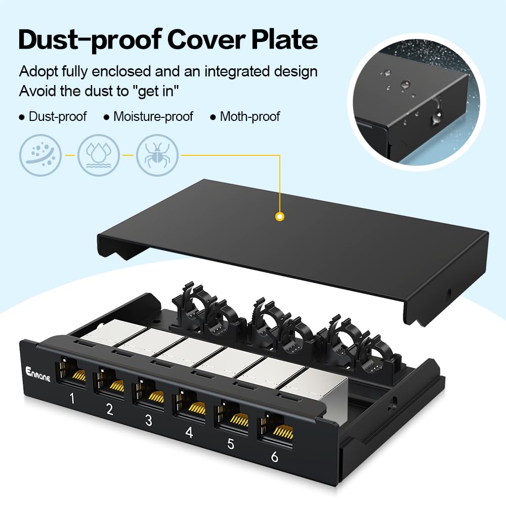 Snapklik.com : Enmane 6 Port Patch Panel 05U CAT6A Keystone Patch Panel ...