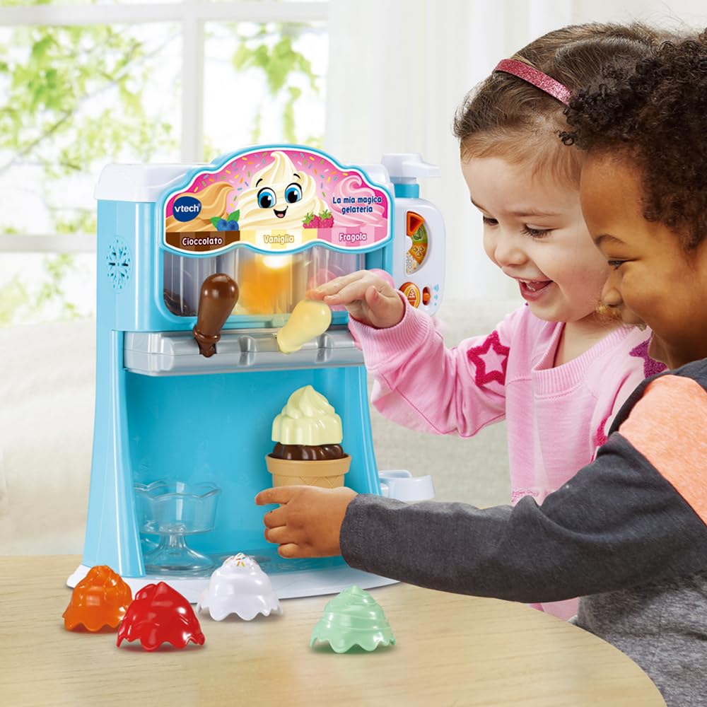 VTech La Mia Magica Gelateria, Gioco di Imitazione Bambino, Gelatiera Bambino, Gioco Educativo per Sviluppo Cognitivo, 12 Accessori Inclusi, Lingua Italiana, Batterie Incluse, 2-6 Anni