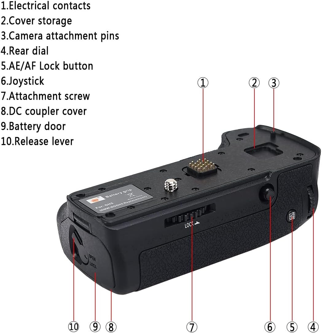 DSTE Pro IR Remote Control DMW-BGGH5 Vertical Battery Grip Compatible with Panasonic Lumix GH5 GH5S DC-GH5 GH5 Mark II Digital Camera, Working with DMW-BLF19 BLF19E (Battery not Included)