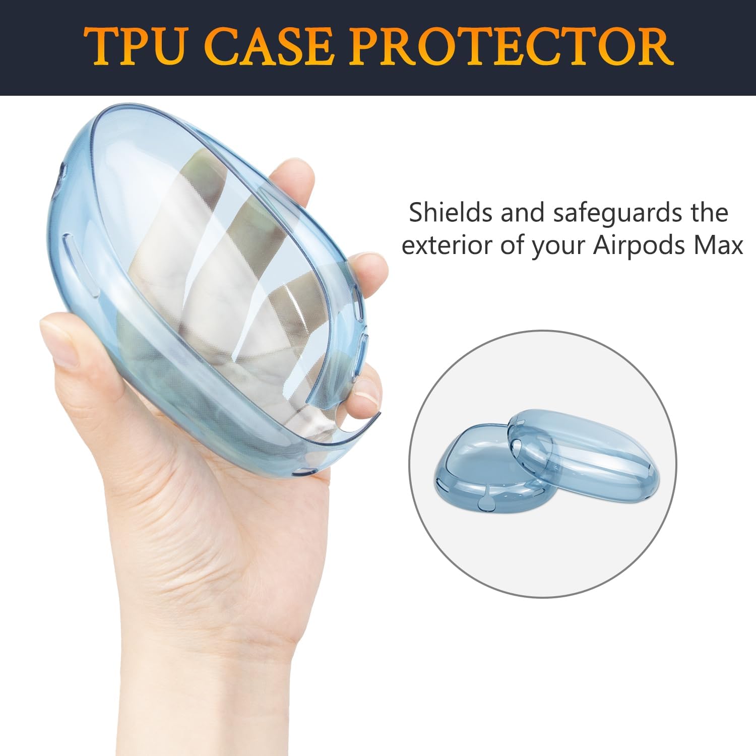 SOULWIT Protective Kit for AirPods Max 2/1 (2026/2024/2020, USB-C/Lightning), Headband Cover + TPU Case Protector + Silicone Ear Pad Covers, Sweatproof, Washable, Anti-Scratch (Navy Blue)