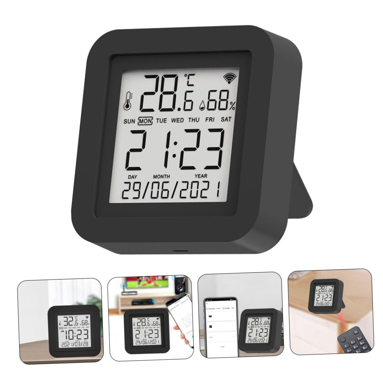 Hemobllo Monitor di Temperatura e Umidità Digitale Termometro Display Lcd Piccolo Misuratore di Temperatura per Interni Igrometro Digitale per Ambienti Domestici Strumento di Misurazione US