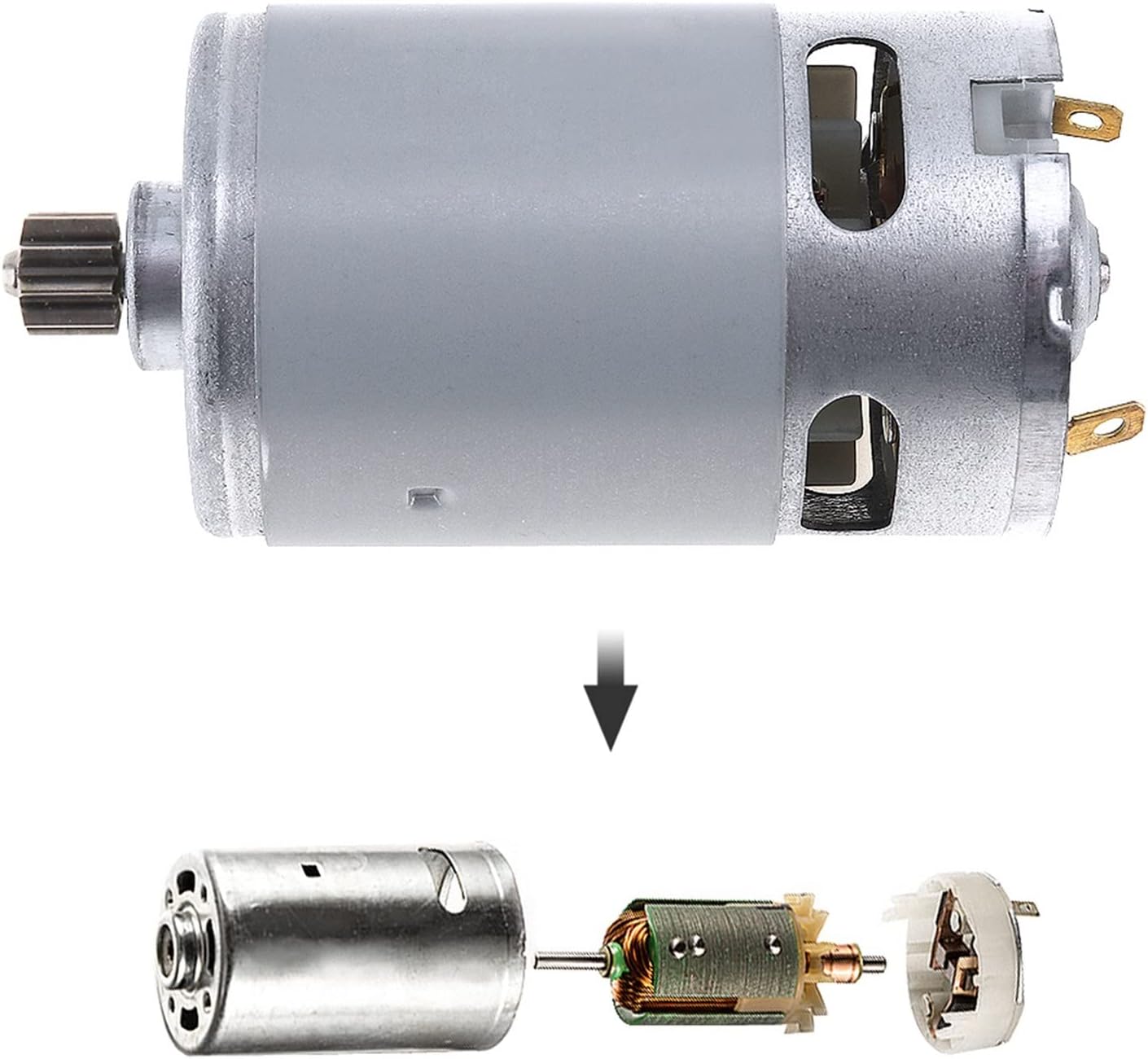 DIY DC Motor RS550 12V 19500 RPM DC Motor With Single-speed 9-tooth And High-torque Gearbox Permanent Magnet Electric Drill Screwdriver