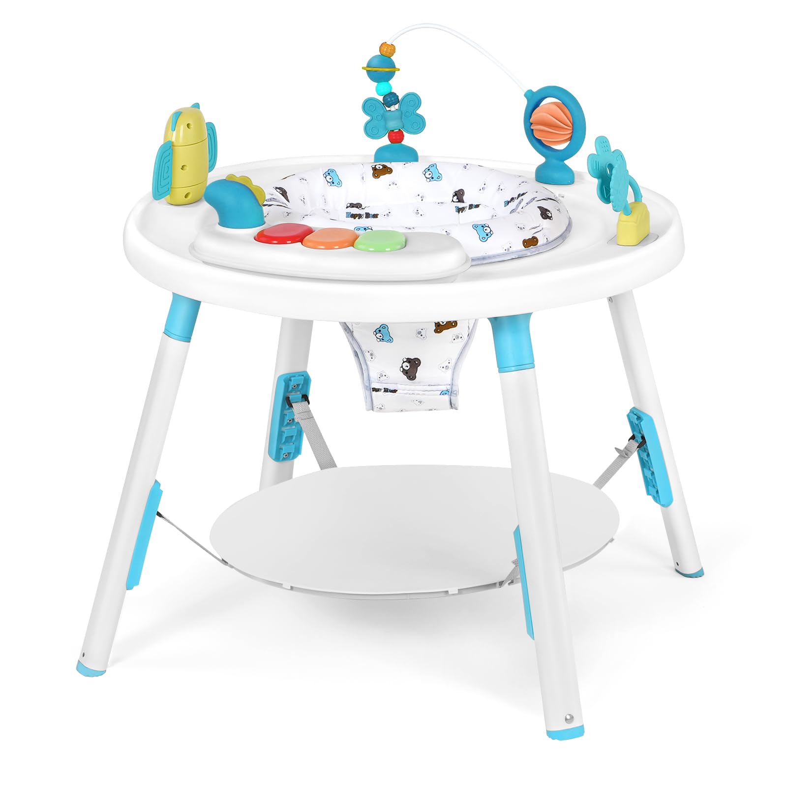 UBRAVOO Centro de Actividades para Bebés, Mesa para Bebés 3 en 1 con Juguetes Extraíbles y Asiento Giratorio 360°, Ideal para el Desarrollo y Entretenimiento del Niño Pequeño (Azul-02)