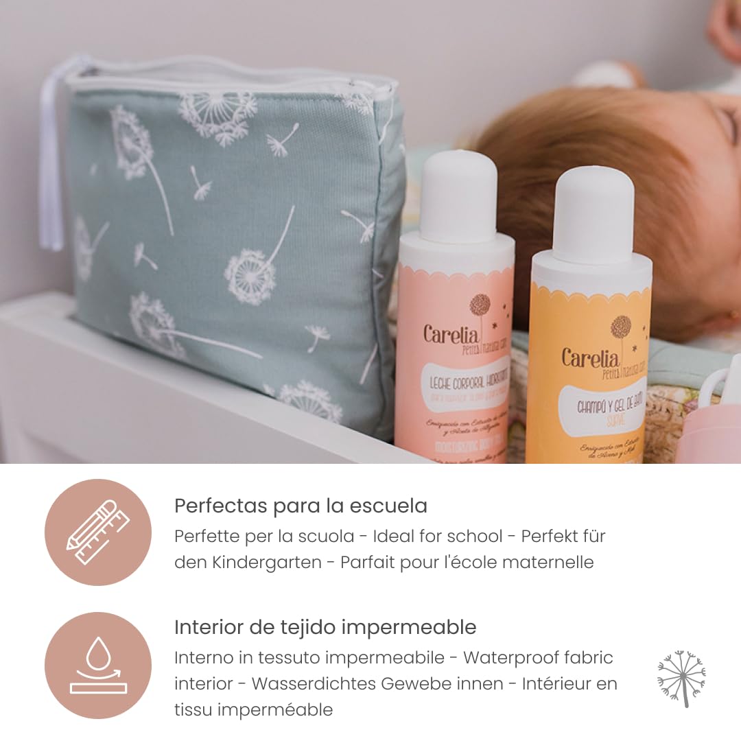 MIMUSELINA Borsa da Toilette per Neonati Fatta a Mano Impermeabile con Rivestimento Anti-spifferi