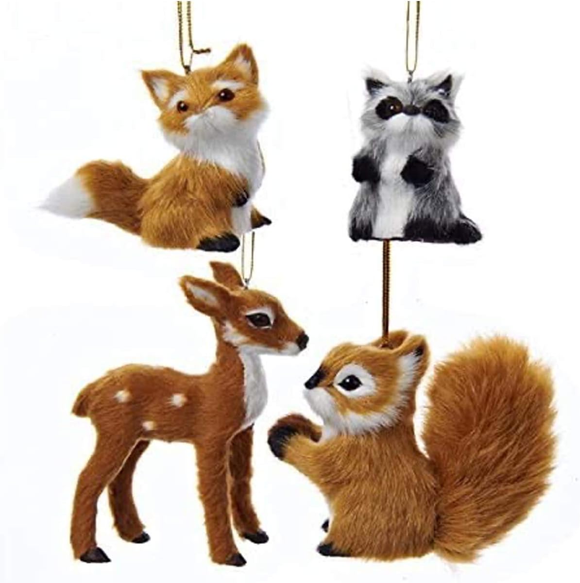 Plush Animal Ornaments, 4 Assorted
