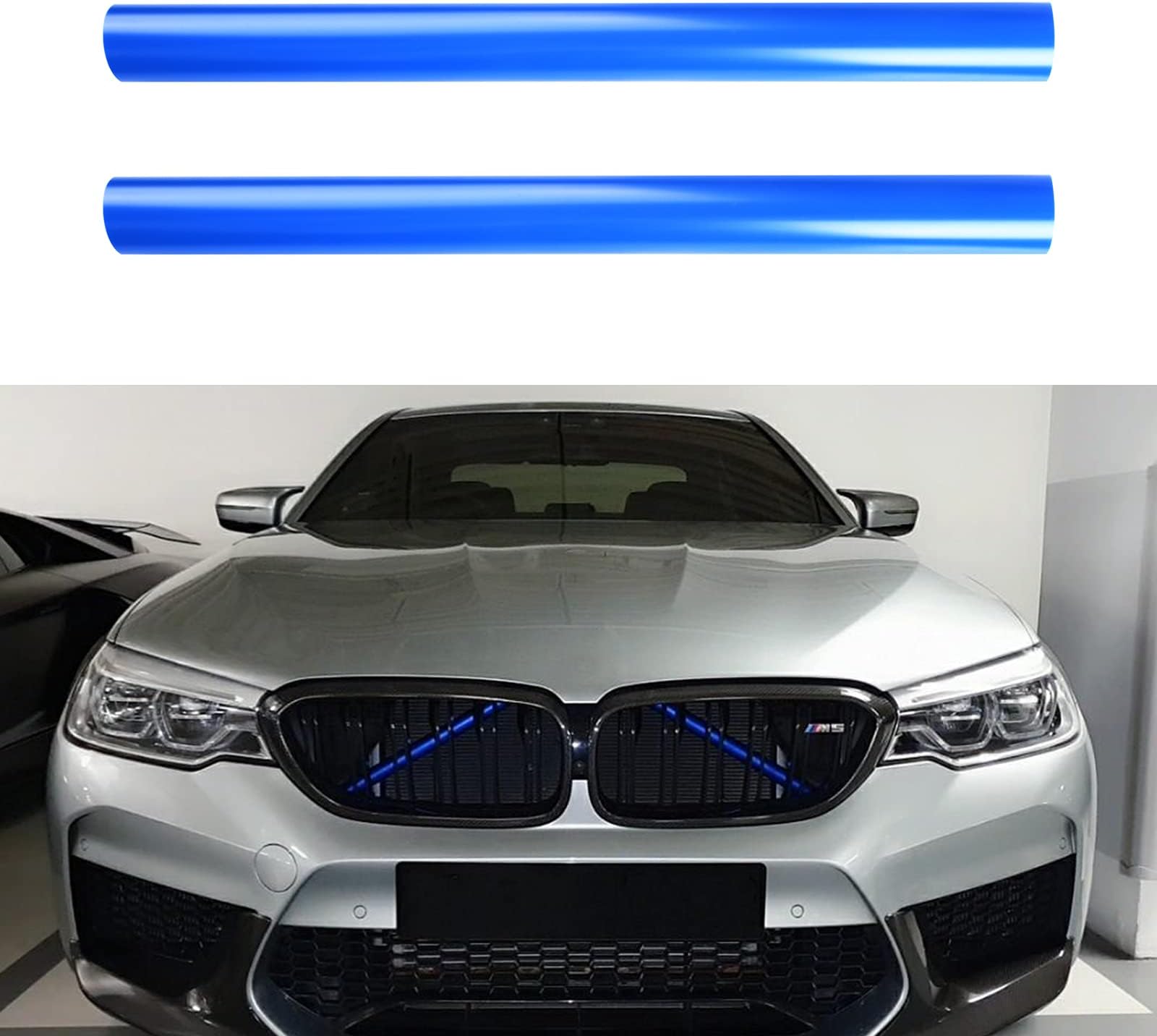 sportuli Grille Insert Stripes Replace for 2010-2016 BMW 5 Series F10 F18, 520i 523i 525i 528i 530i 535i 550i Accessories (Blue, 5 series)