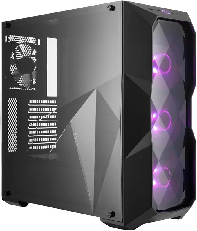 Cooler Master MasterBox TD500 Medium Tower PC RGB Case with Polygonal Design, 3 x 120mm Pre-Installed Fans, Crystal Glass Side Panel, Flexible Airflow Configurations