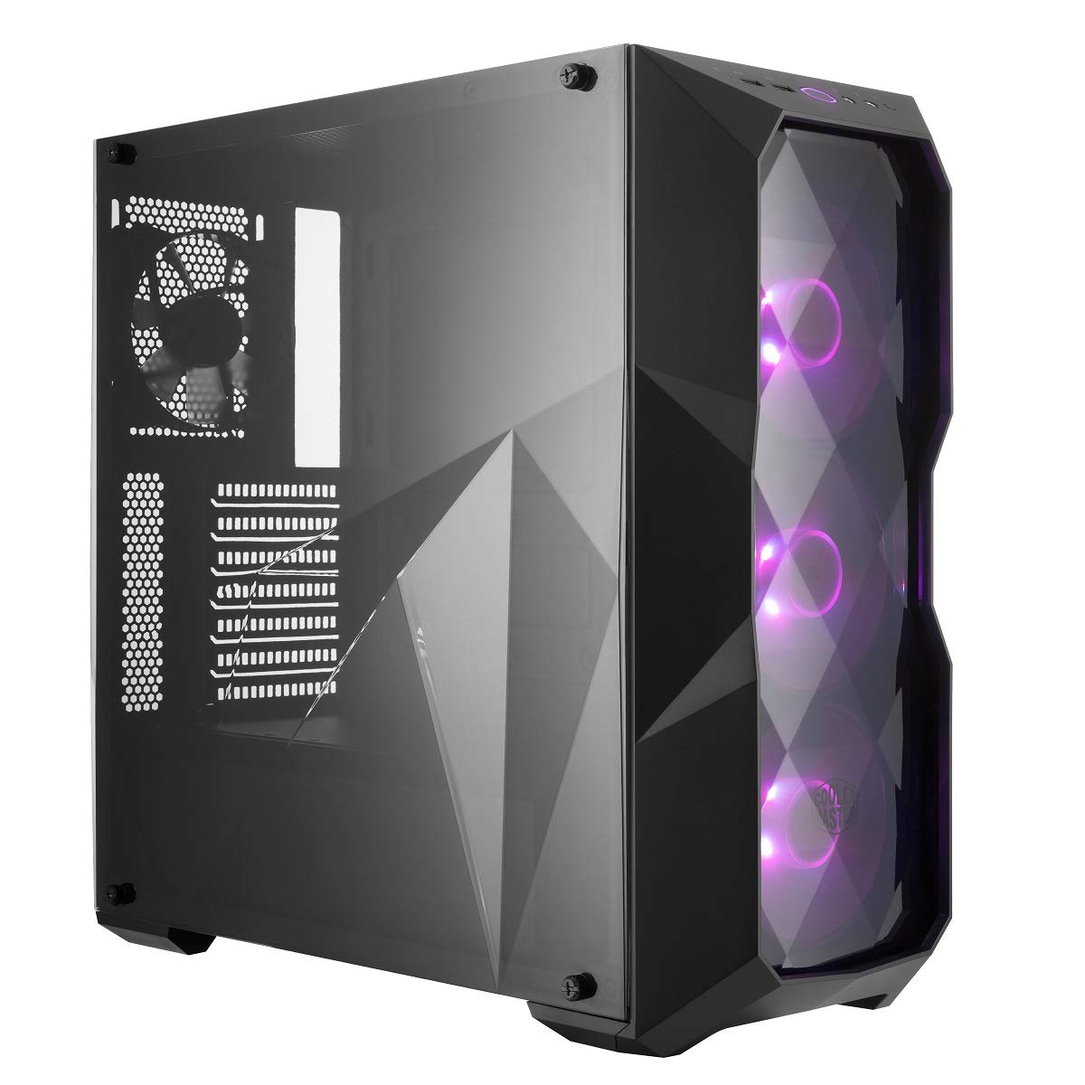 Cooler Master MasterBox TD500 ATX Mid Tower with 3D Diamond-Cut Design, Mesh Front Intake Vents, Transparent Side Panel, Three 120mm RGB Fans & RGB Lighting System
