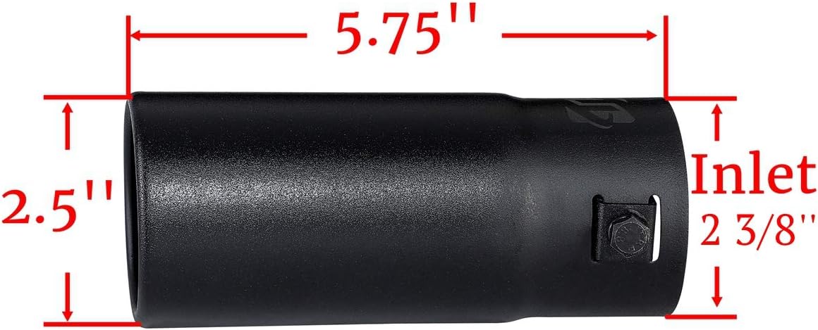 Pack of 2 Black Exhaust tip - Fit 1.5 to 2 Inch Exhaust Tail Pipe Diameter- Black Coated Stainless Steel - Car Muffler Tips