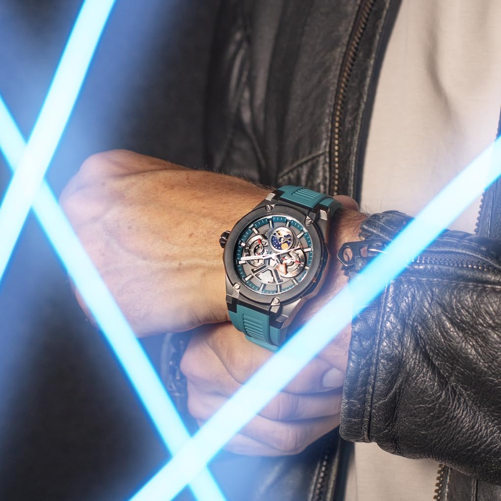 Lotus Analoge Herrenuhr mit Fase Lunar aus Kautschuk Blau