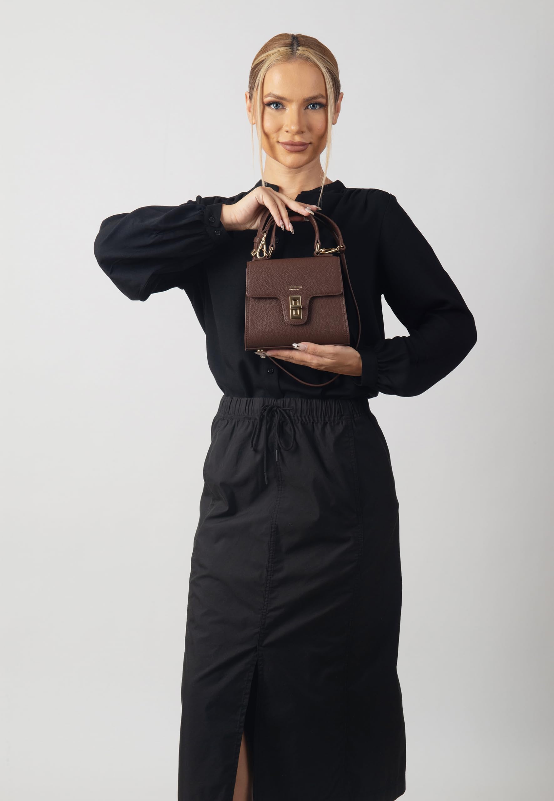 Carlheim, Kolekcja Skagen Genuine Leather Handbag, Chloe Genuine Leather Handbag (Brown), Brązowy, 70AA