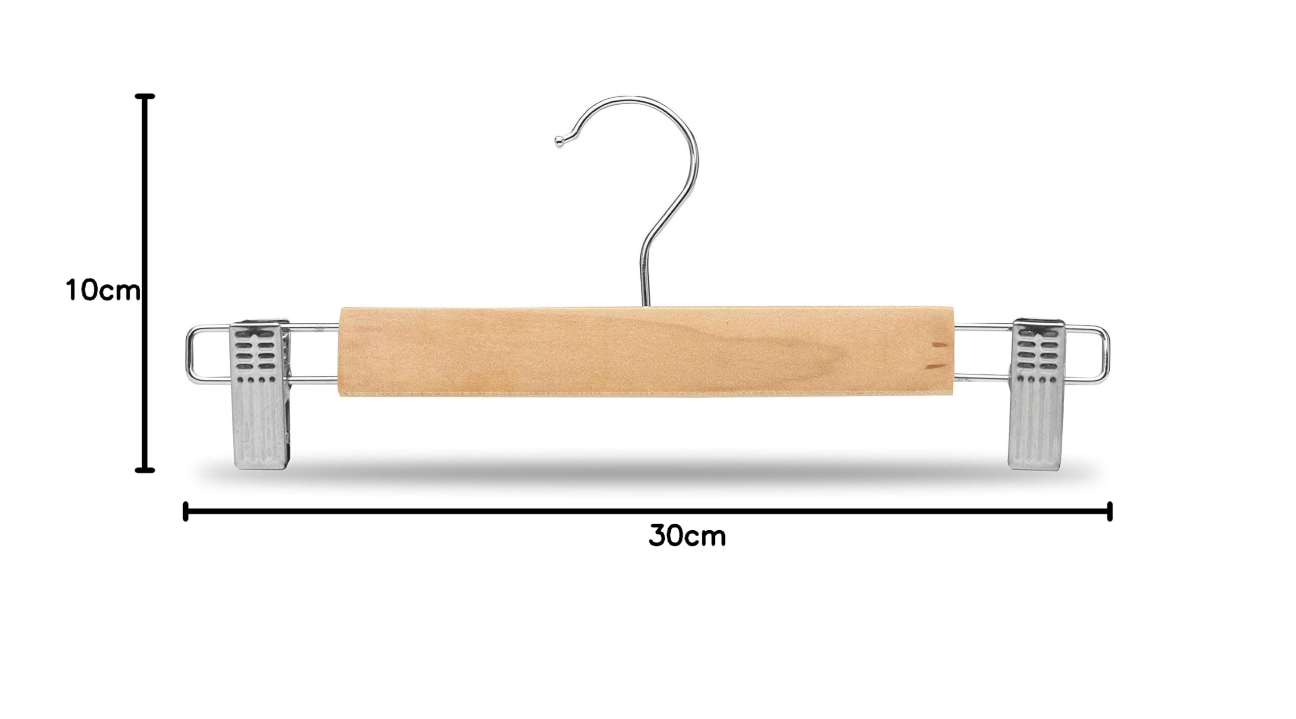 Grucce in legno con mollette naturali, confezione da 24 COM-FORT HOUSE | Mollette regolabili, gancio girevole a 360°, clip anticorrosione, legno massello
