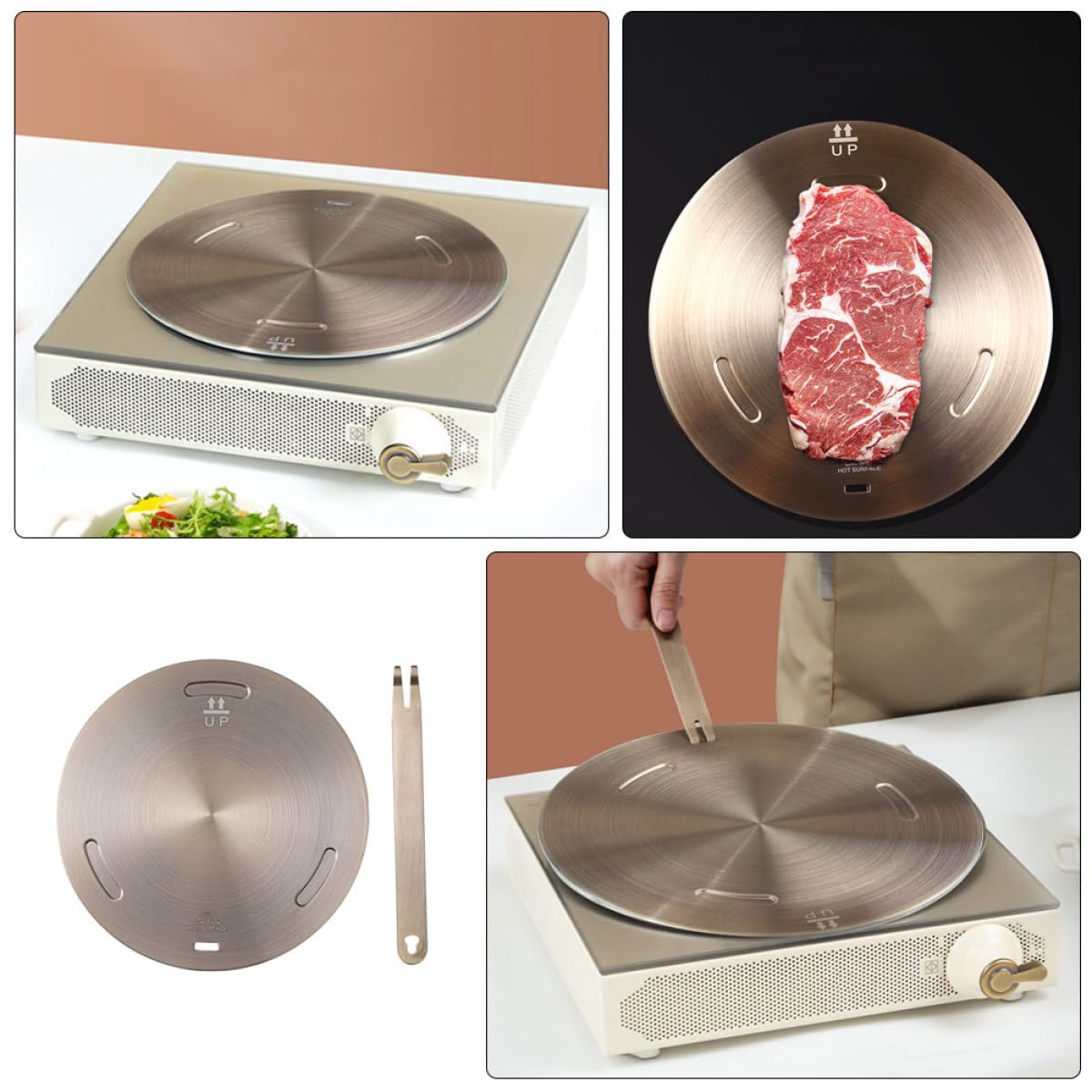 Placa Difusora de Calor de Acero Inoxidable de 16 Cm, Anillo Adaptador para Estufa de Gas y Eléctrica, Convertidor para Cocinar Uniformemente en Ollas y Cafeteras, Accesorio