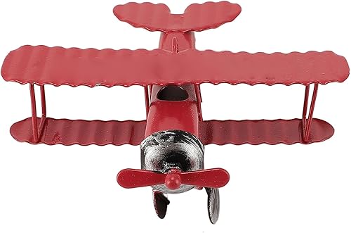 TOPINCN Decoración de avión vintage Mini modelo pequeño avión para decoración, fotografía, adorno retro para manualidades (rojo)