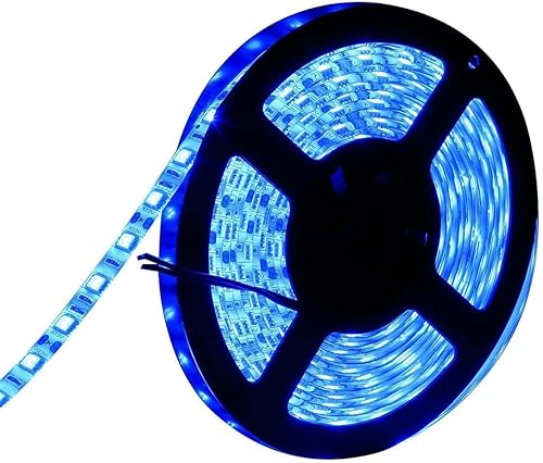 Miniatura 7 de Tira de luz LED azul hielo impermeable, 16 pies16.4 ft SMD5050 300 LED DC12V cinta LED flexible cortable (sin enchufe de alimentación de 12