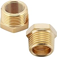 CXWONDERLAND 2-Pack 1" NPT Male x 3/4" NPT Female Brass Reducer Hex Bushing - Durable Threaded Adapter for Plumbing & Pneumatics