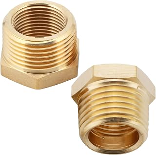 CXWONDERLAND 2-Pack 1" NPT Male x 3/4" NPT Female Brass Reducer Hex Bushing - Durable Threaded Adapter for Plumbing & Pneumatics