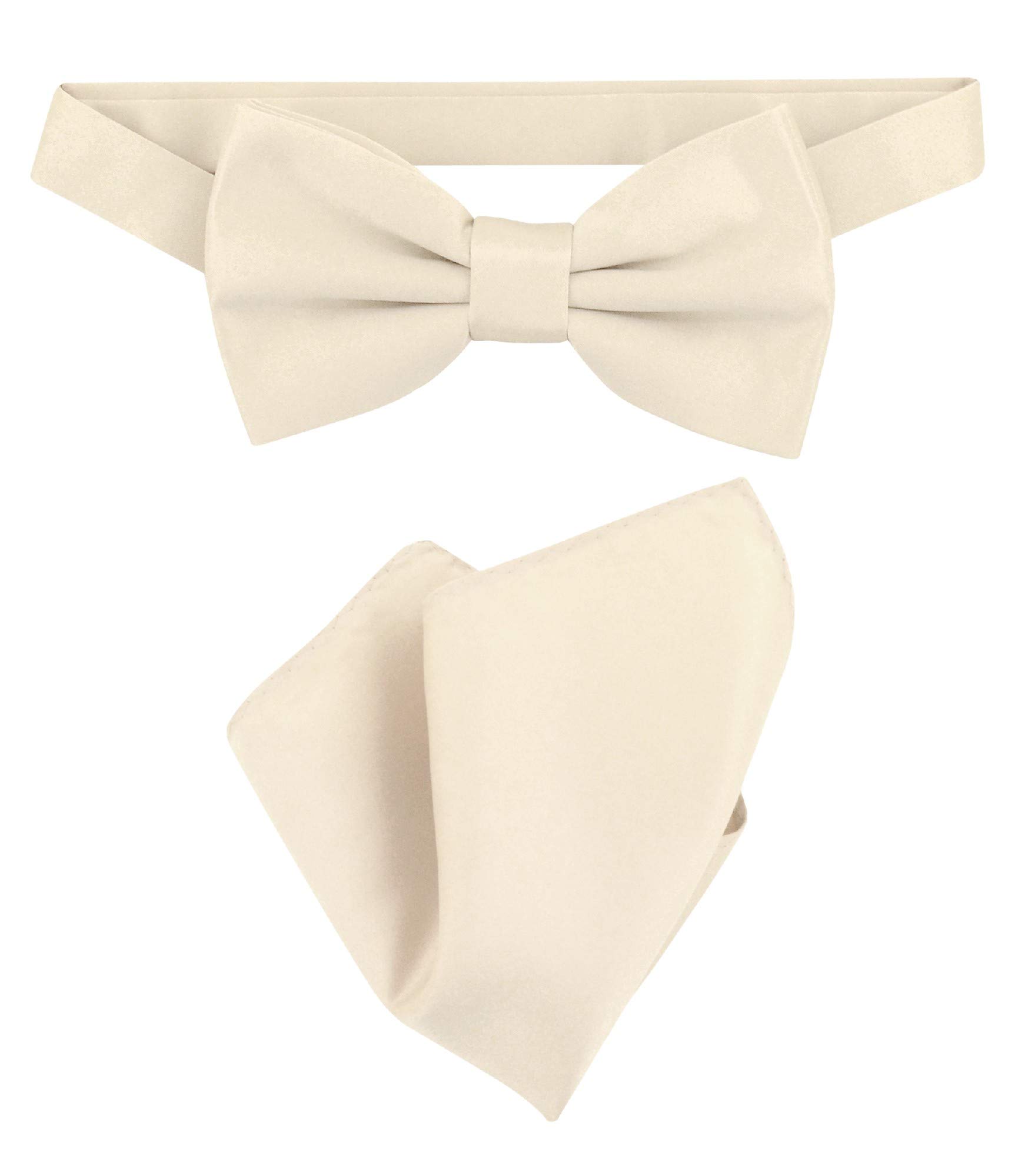 Vesuvio Napoli BowTie Solid Light Brown Color Mens Bow Tie & Handkerchief