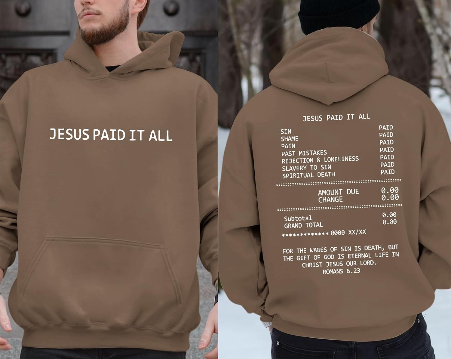 Christian Jesus Hoodies for Men Faith Bible Verse God Hoodie Religious Inspirational Sweatshirts Graphic Pullover - Image 4