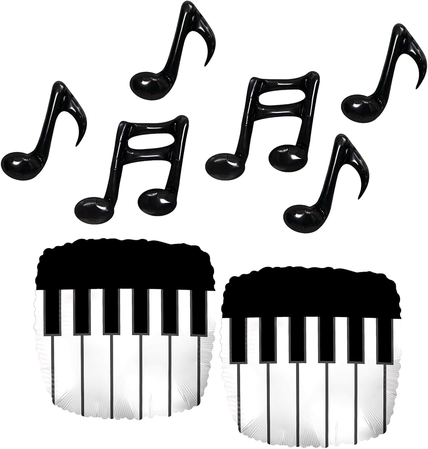 8 Pcs Piano Foil Balloon Set – 18" Piano Keyboard Balloons & 6 Musical Note Balloons | Piano birthday decorations | Music Recital, Jazz Night, Birthday, Graduation Party Decorations