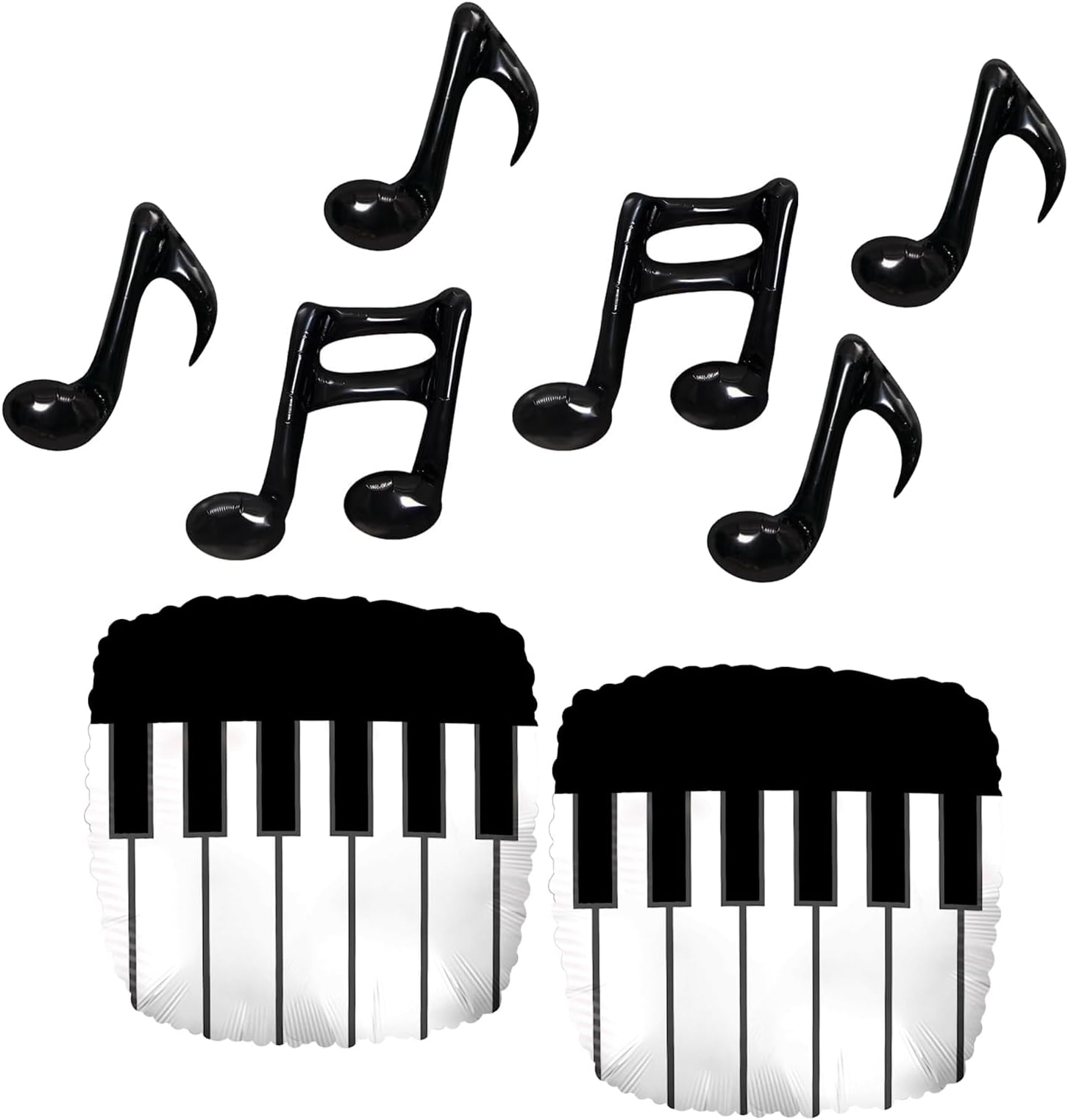 8 Pcs Piano Foil Balloon Set – 18" Piano Keyboard Balloons & 6 Musical Note Balloons | Piano birthday decorations | Music Recital, Jazz Night, Birthday, Graduation Party Decorations
