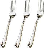 Vista 11 de JL Prime Juego de cubiertos de plástico plateado de 300 piezas, cubiertos de plástico reciclable reutilizable, utensilio de plástico plateado, 100