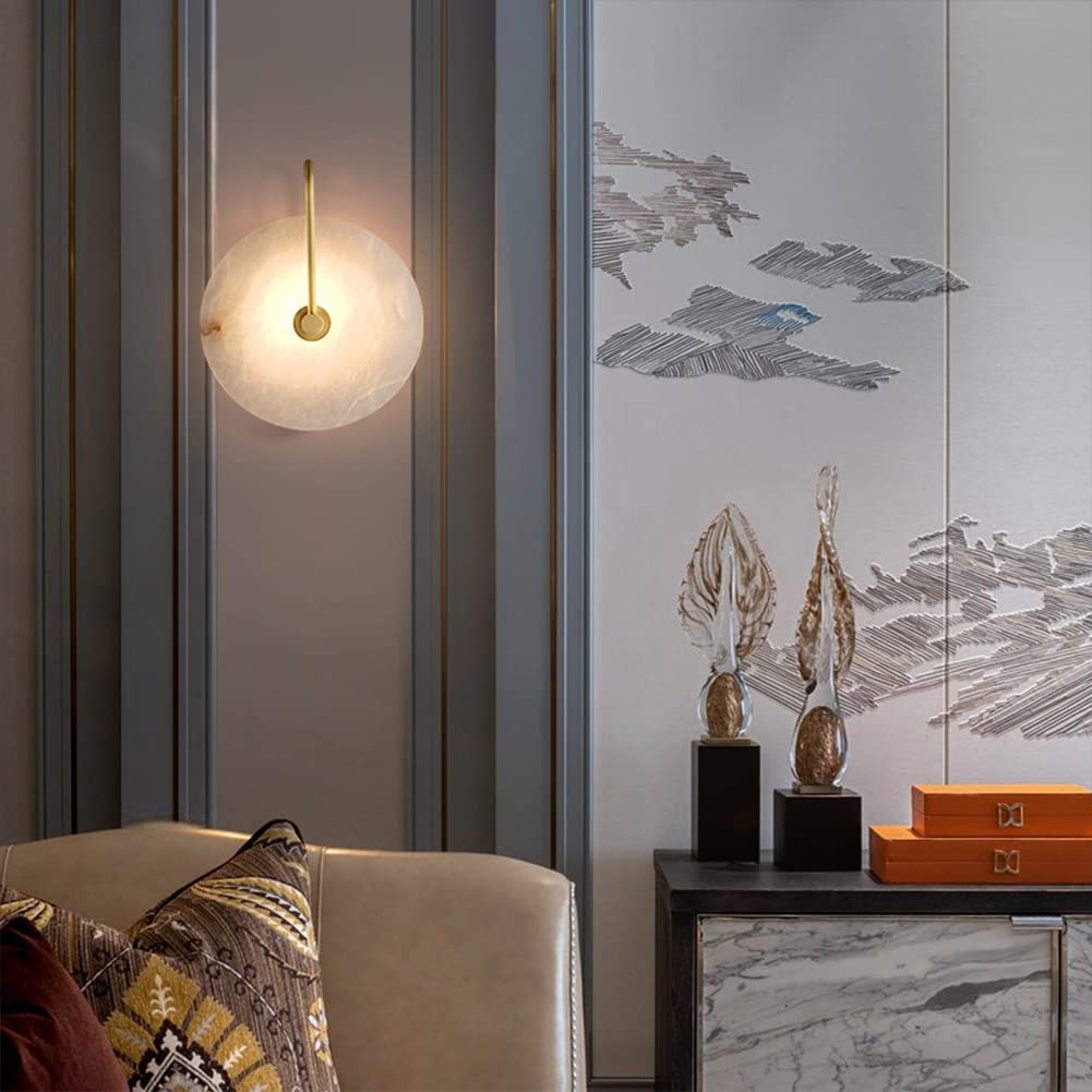 Lámpara De Pared Interior LED 3W Blanco Cálido Luz Decoración Apliques De Pared Moderno Mármol Iluminación Luz De Pared Para Salon Dormitorio Sala Pasillo Escalera, Oro