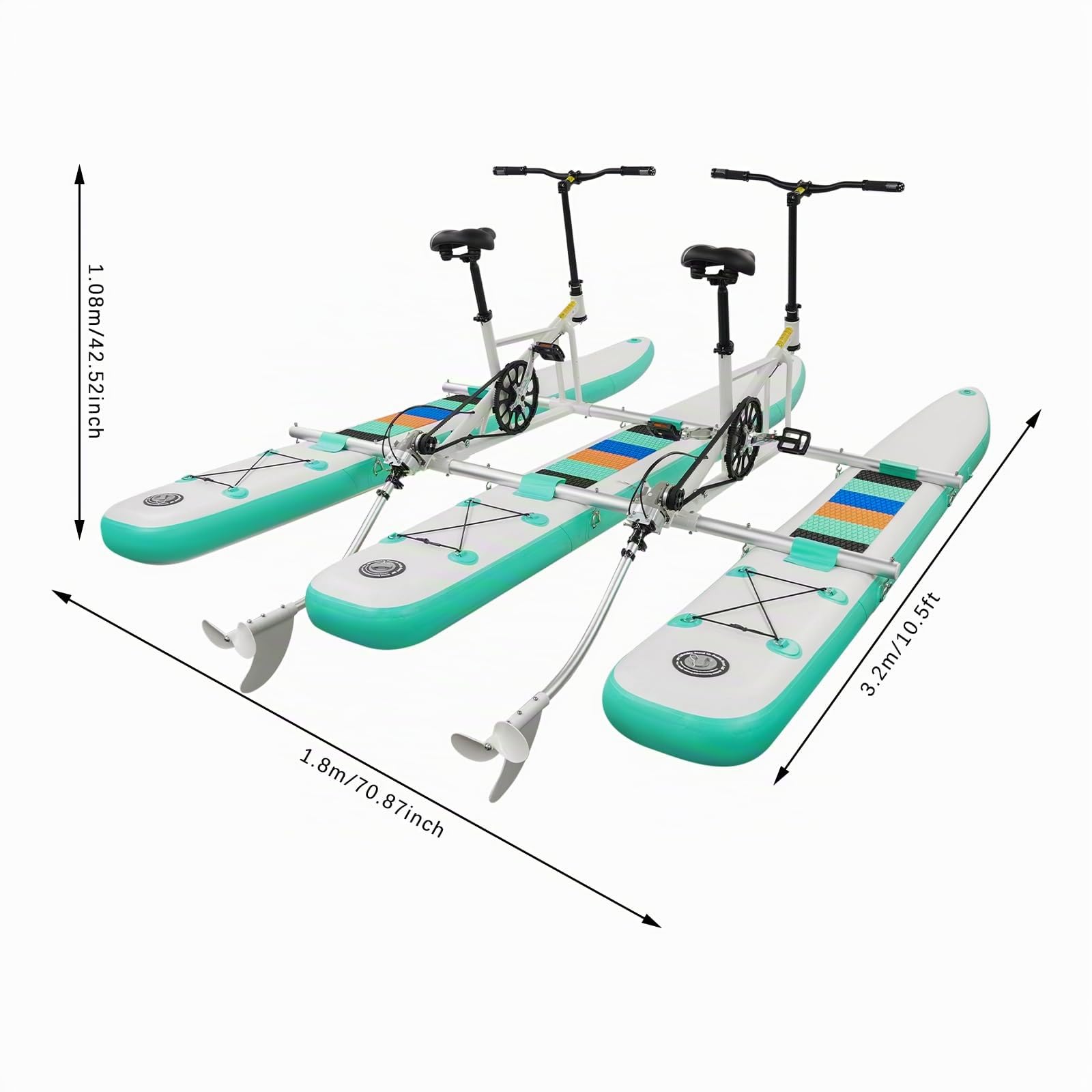 Bicicleta de agua para 2 personas, inflable con una capacidad de carga de 180 kg, barco inflable de dos plazas con asientos ajustables, bote inflable a pedales