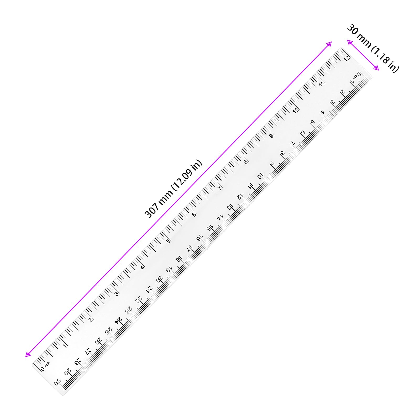 TAICHEUT 72 PCS 30cm/12 Inch Clear Plastic Rulers Bulk, Transparent Straight Rulers for Drawing Design, Measurement - Image 2
