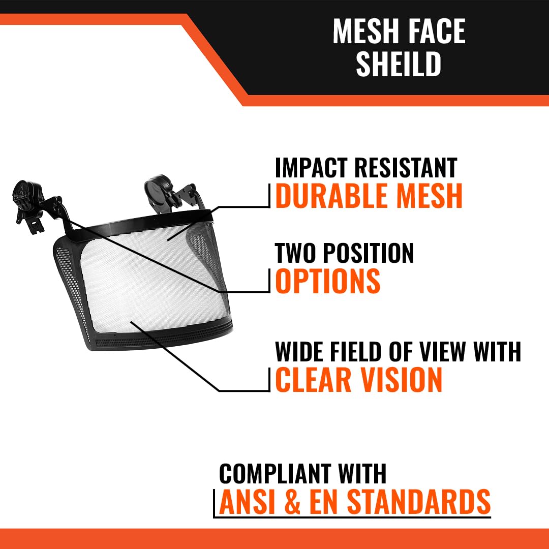 Malta Dynamics Mesh Face Shield With Mounting Clips | Easy Install | Earmuff and Helmet Compatible