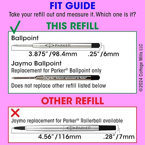 Miniatura 4 de Jaymo - Repuesto para bolígrafo Parker 1950369, mide 3.875 pulgadas de largo, repuesto para bolígrafo G2, 24, color negro