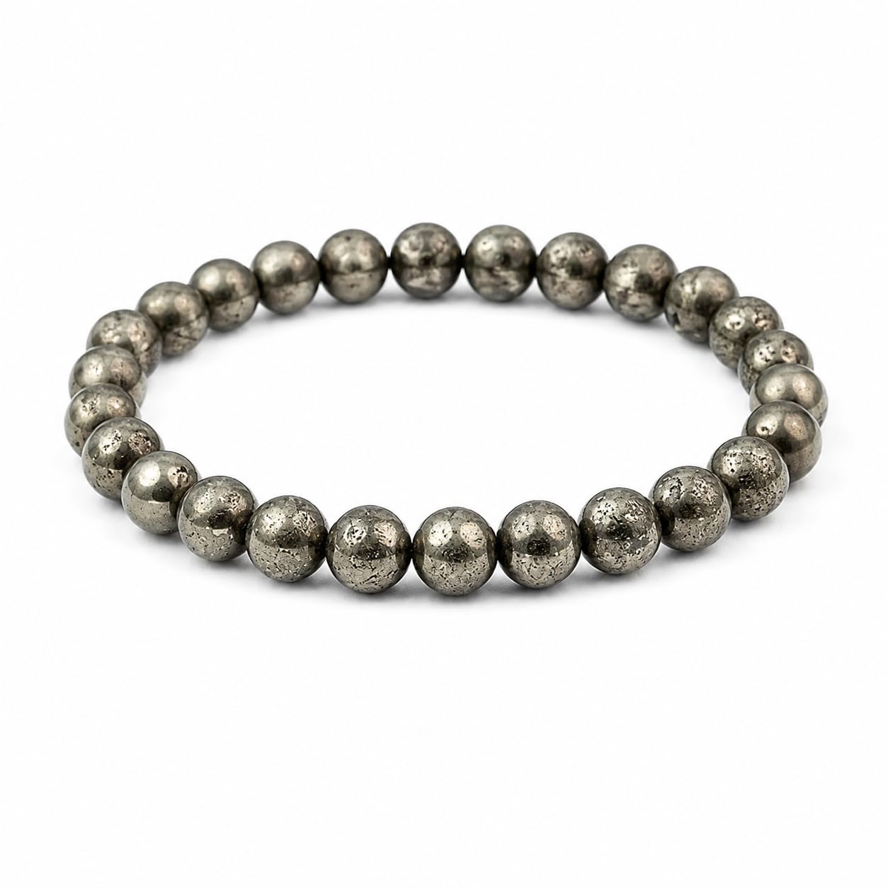 Pyrite Crystal Bracelet 8mm Natural Stone Stretch Bracelet-image-13