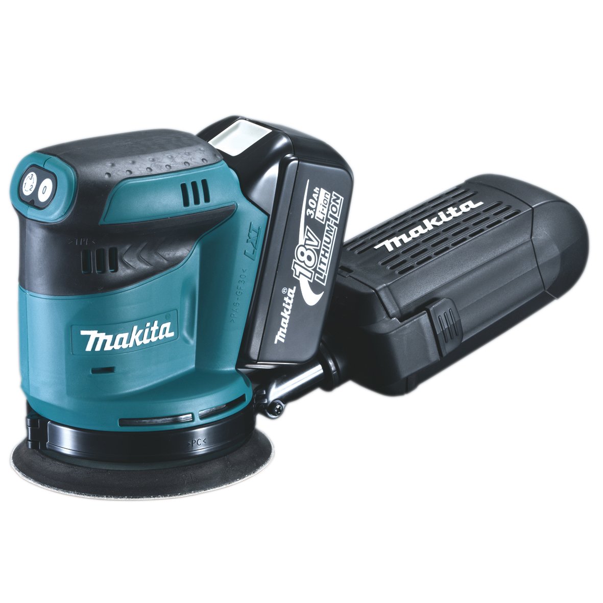 Makita BBO180RFJ akumulatorowa szlifierka mimośrodowa 125 mm, 18 V, 2 baterie i ładowarka