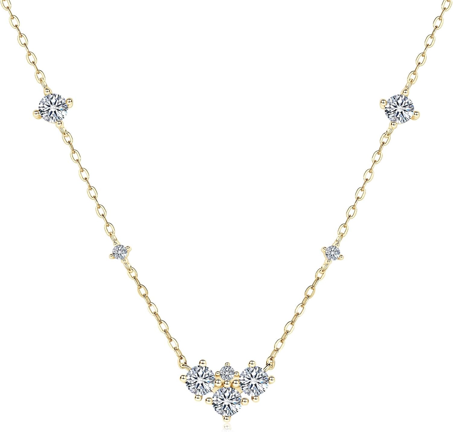 JL LITTLE FOREST Moissanite Necklace for Women, 925 Sterling Silver Station Choker Necklaces D Color VVS1 Clarity Lab Created Imitation-diamond Dainty Simple Jewelry with Certificate of Authenticity