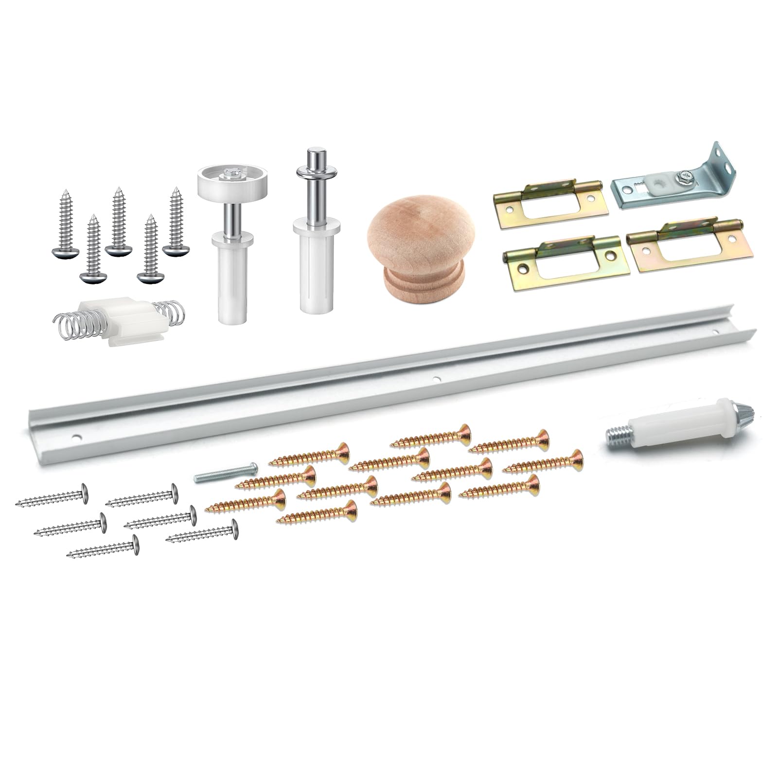 Bifold Closet Track Kit, 24inch Length, Steel Track, White (1 Kit