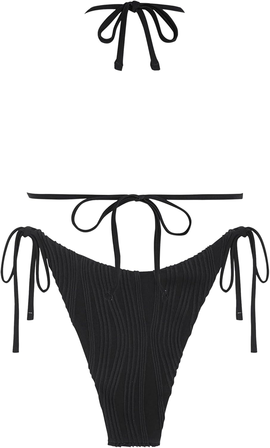 ZAFUL Bikini Sets for Women Halter Two Piece Swimsuit Ribbed High Cut Tie Side Thong Bathing Suit Sexy Padded Swimwear - Image 4