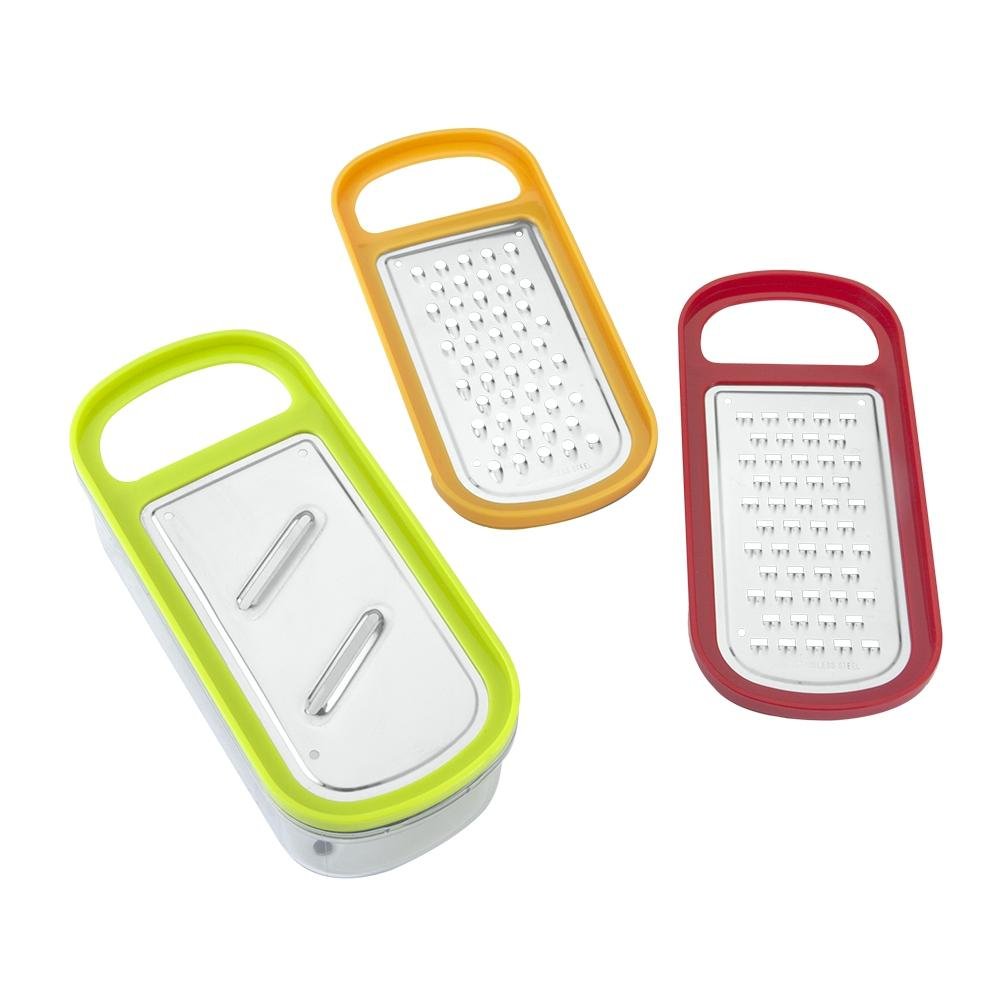 Metaltex Rap Box Grater with Container - 3 in 1 with Slicer and 2 Grater Attachments