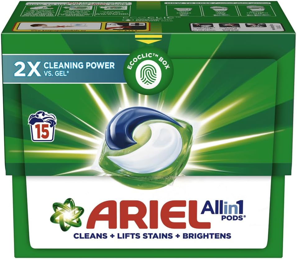 Ariel All in 1 Pods, Original Scent, Liquid Detergent Capsules , 15 Pods