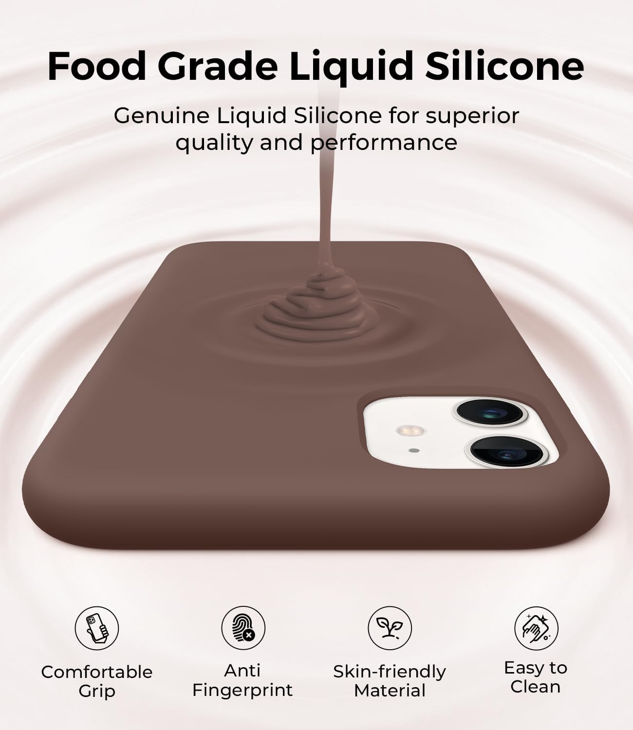  Shockproof Designed for iPhone 11 Phone Case, Premium [Food Grade Silicone] with Anti-Scratch Protective Lining, Full Body Drop Protection Phone Case for iPhone 11, 6.1 inch, Chocolate thumbnail