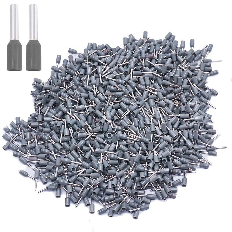 ESPtronics 1000 Pcs Ferrule Copper Crimp Connectors AWG12, 4.0mm� Grey Insulated Crimp Pin Terminals Nylon Copper Crimp Insulated Cord Pin End Terminal E4009 For Wire Connections-image-37